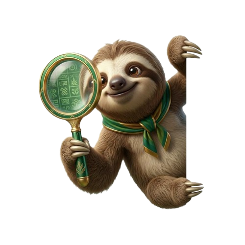 Satang sticker peeking with magnifying glass